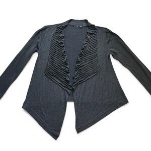 Indie Sleaze Dark grey Waterfall Ruffle Cardigan Avant Garde